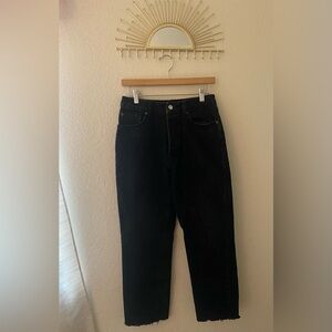 ZARA, Black Jeans size 6, high waist, distressed bottom